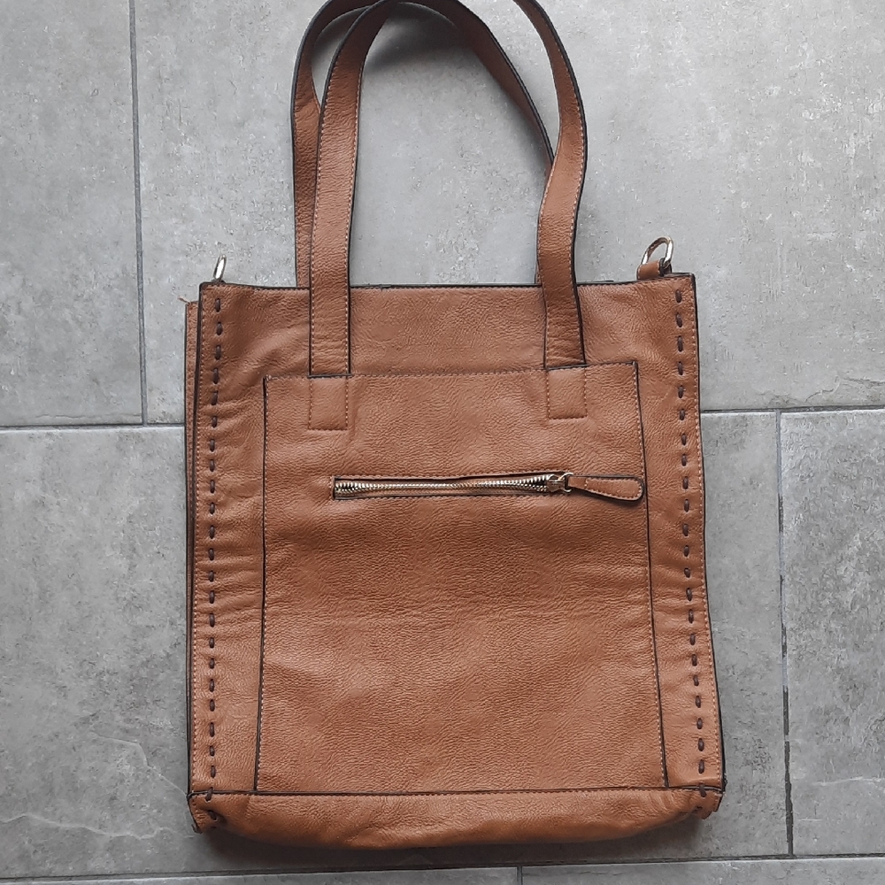 High Quality Vegan Leather Tan Tote Bag